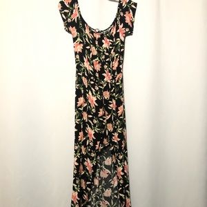 Tropical, flower, jumpsuit dress.